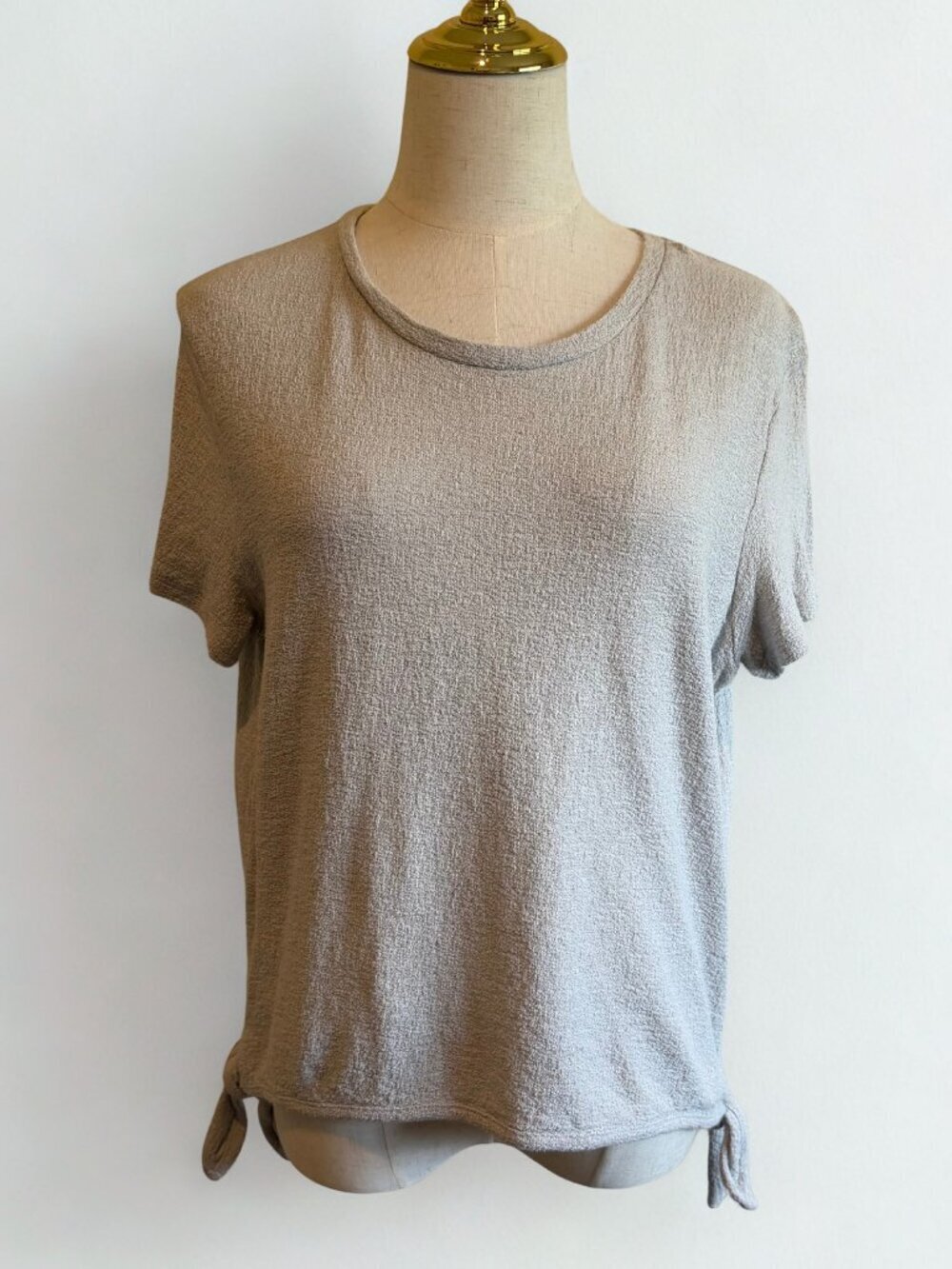 Madewell Side-Tie Lightweight Tee | Minimalist Grey Short Sleeve - M